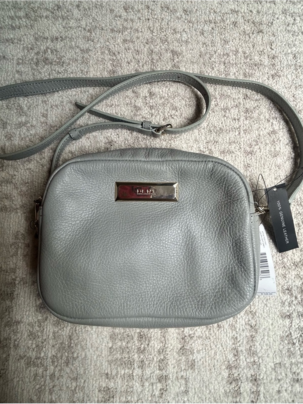 DKNYC Pebbled Leather Crossbody in Gray